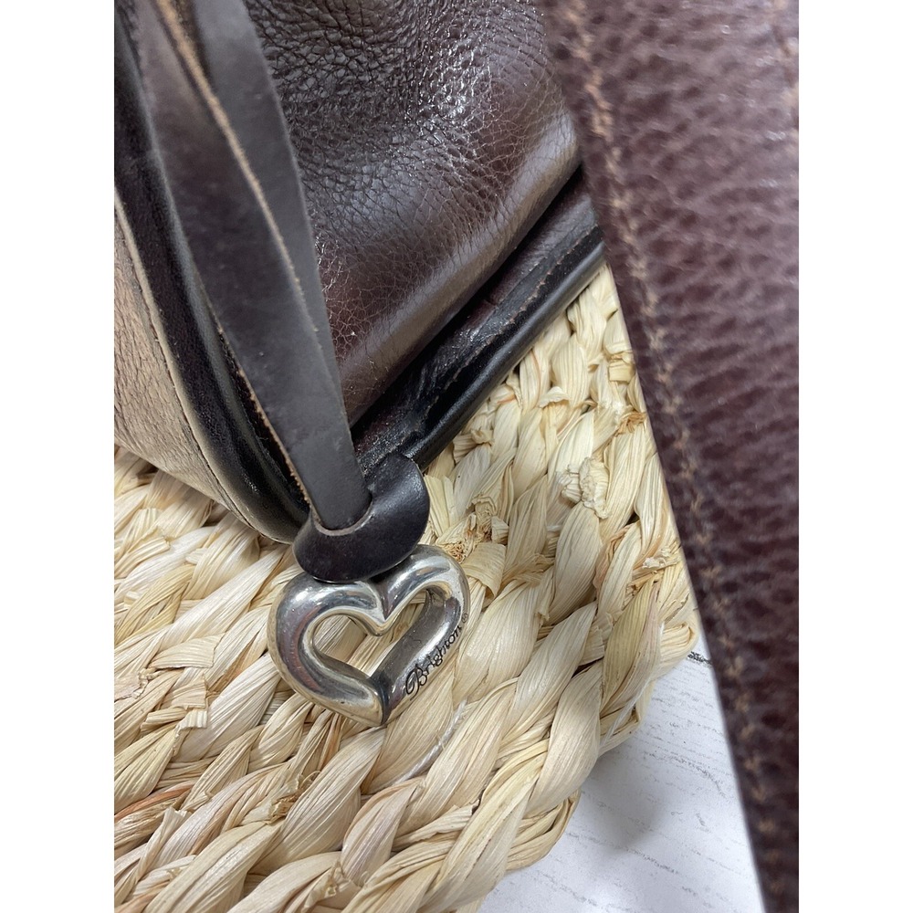 Brighton Leather Shoulder Bag Purse Woven Brown - Picture 5 of 12